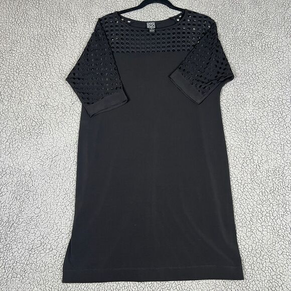 Clara Sun Woo Dress Womens Medium Circle Cutout Top V Neck Short Sleeves Stretch - Picture 1 of 8